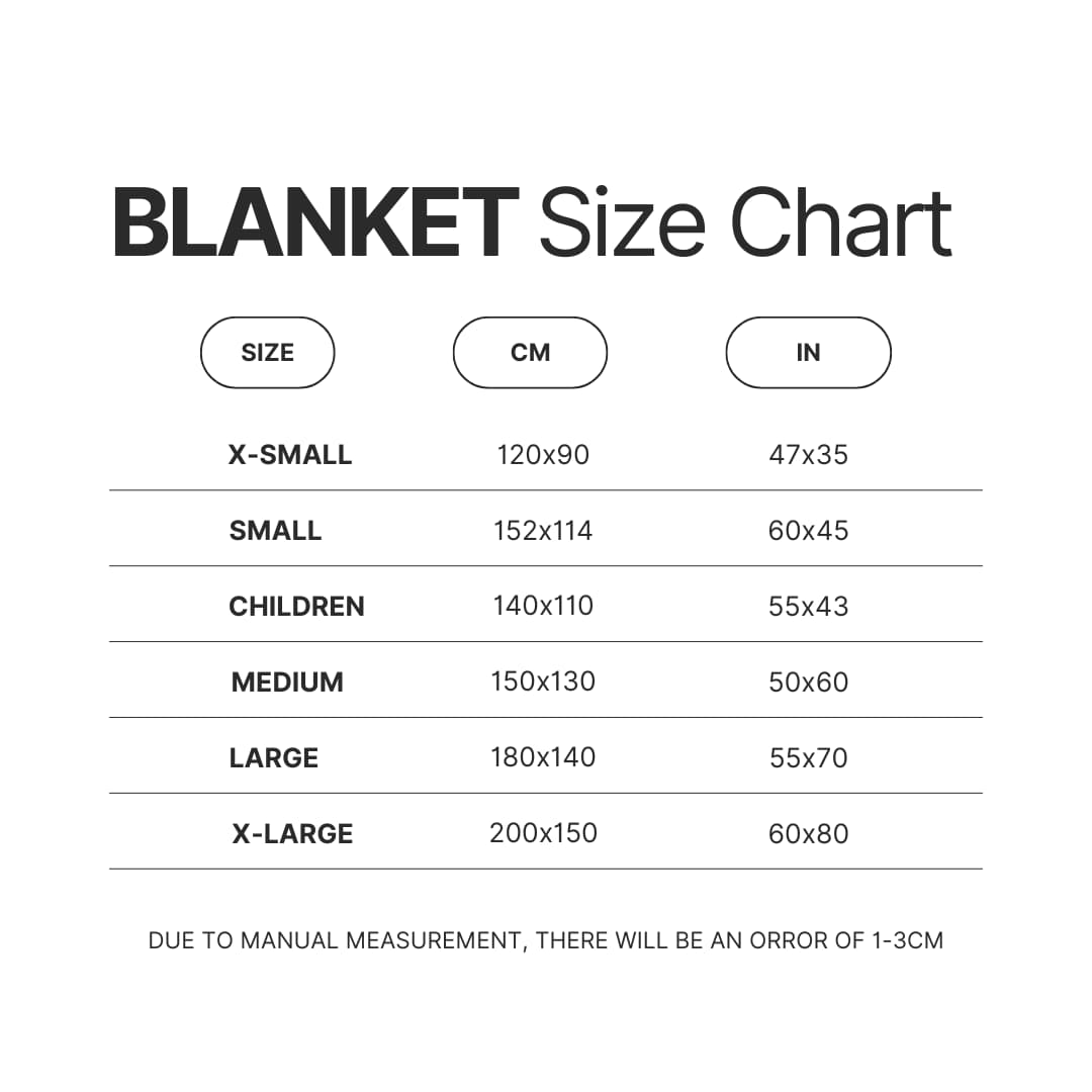 Blanket Size Chart - Lana Del Rey Merch